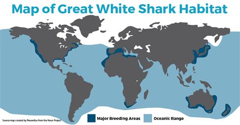 great white shark distribution map.